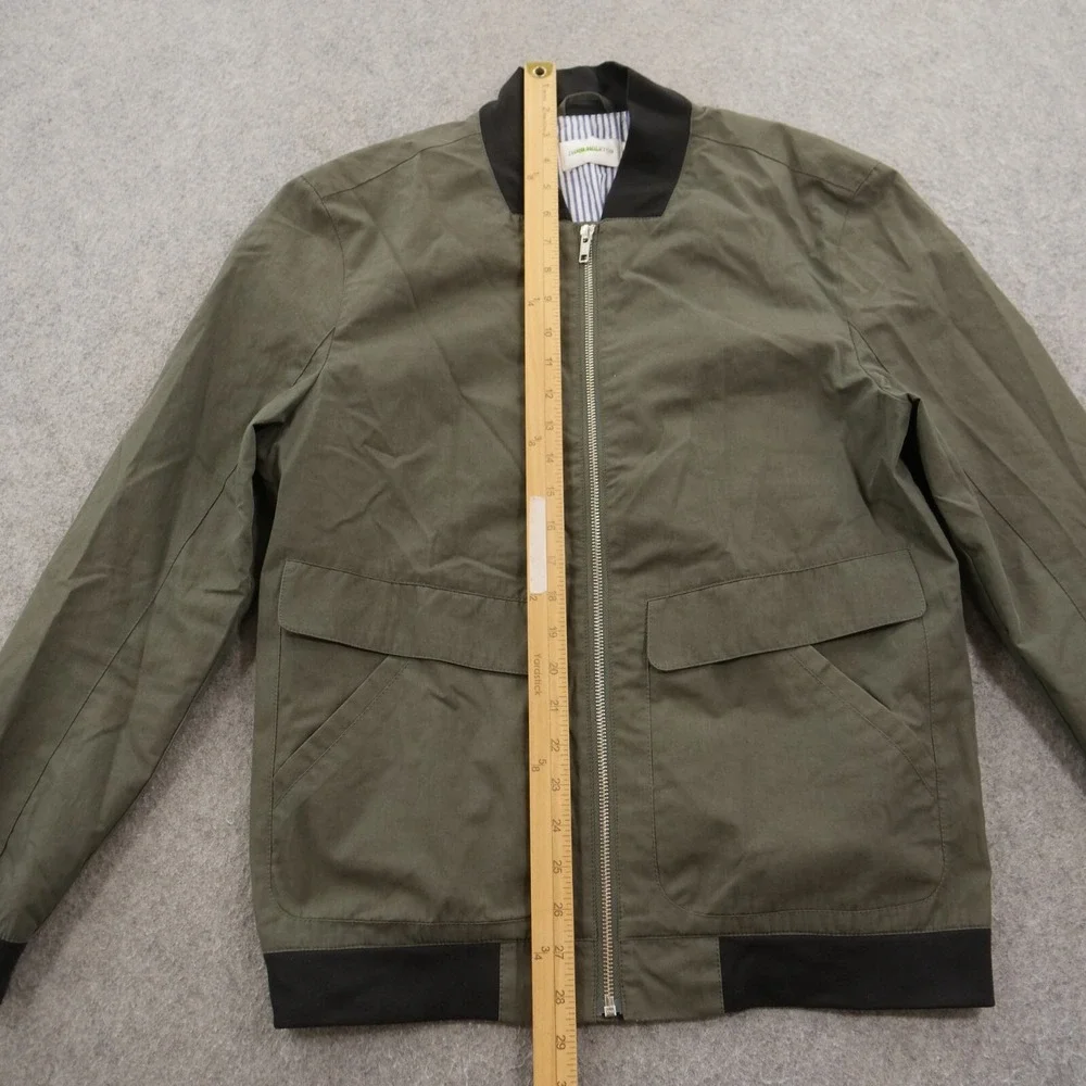 Jacob Holston Jacket Mens Medium Green Full Zip Bomber Pockets Long Sleeve